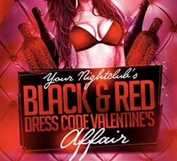 情人节聚会传单模板：Valentines Day Black & Red Flyer Template